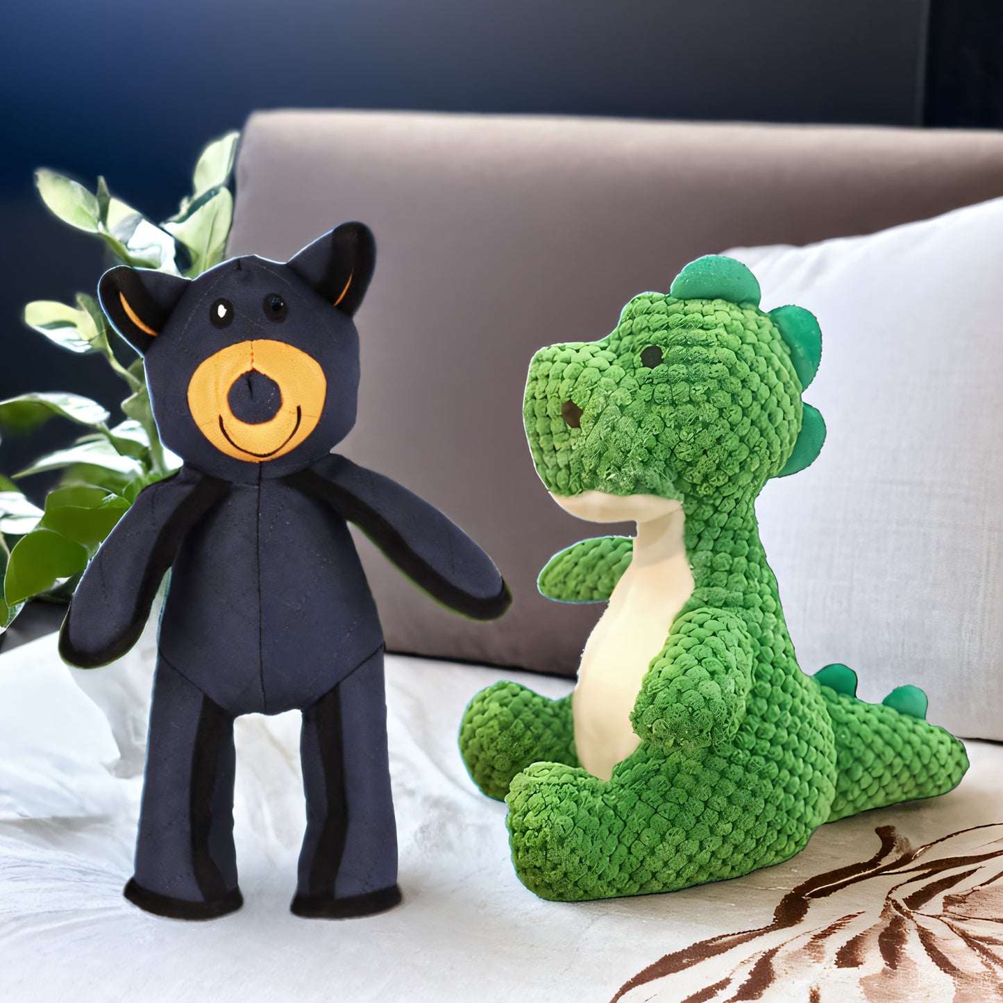 Indestructible Bear Dog Toys Two Shapes Extreme Chew Squeak