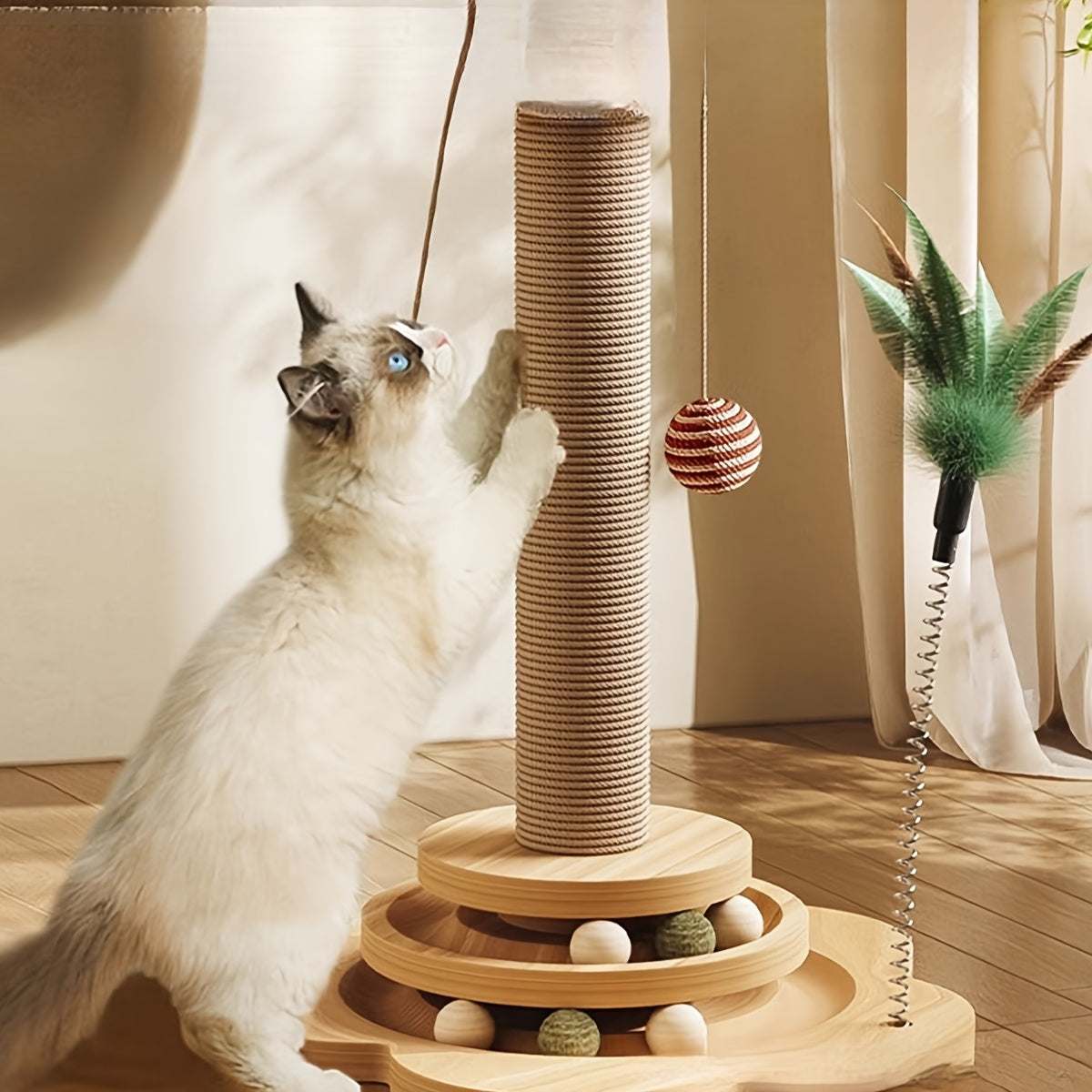 Cat Scratching Pole for Happy Cats | Durable Sisal Cat Scratch Post!!!