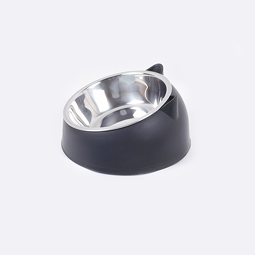Slanted Anti Spill Cat Bowl Stainless Steel Plastic