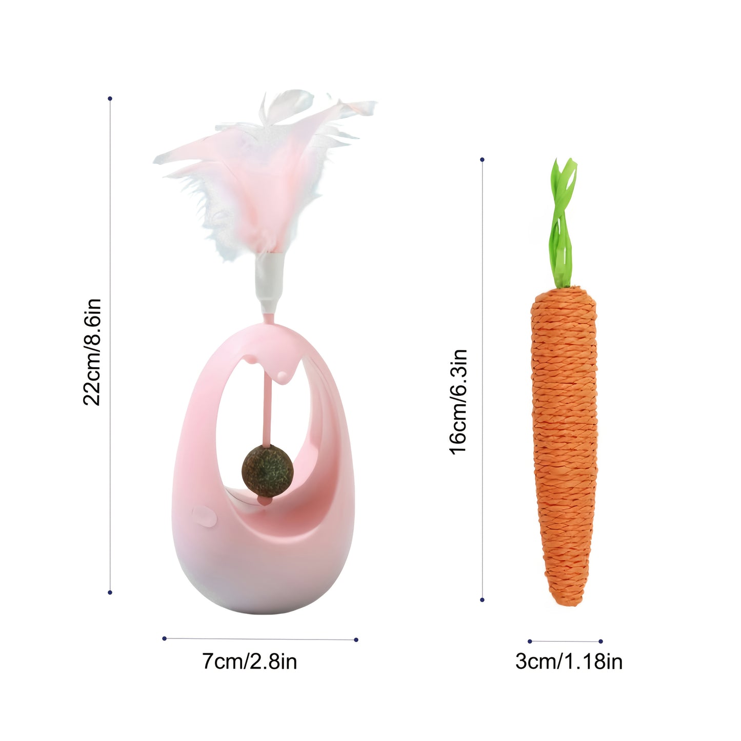 Interactive Feather Cat Toy Set with Plush Carrot and Herb