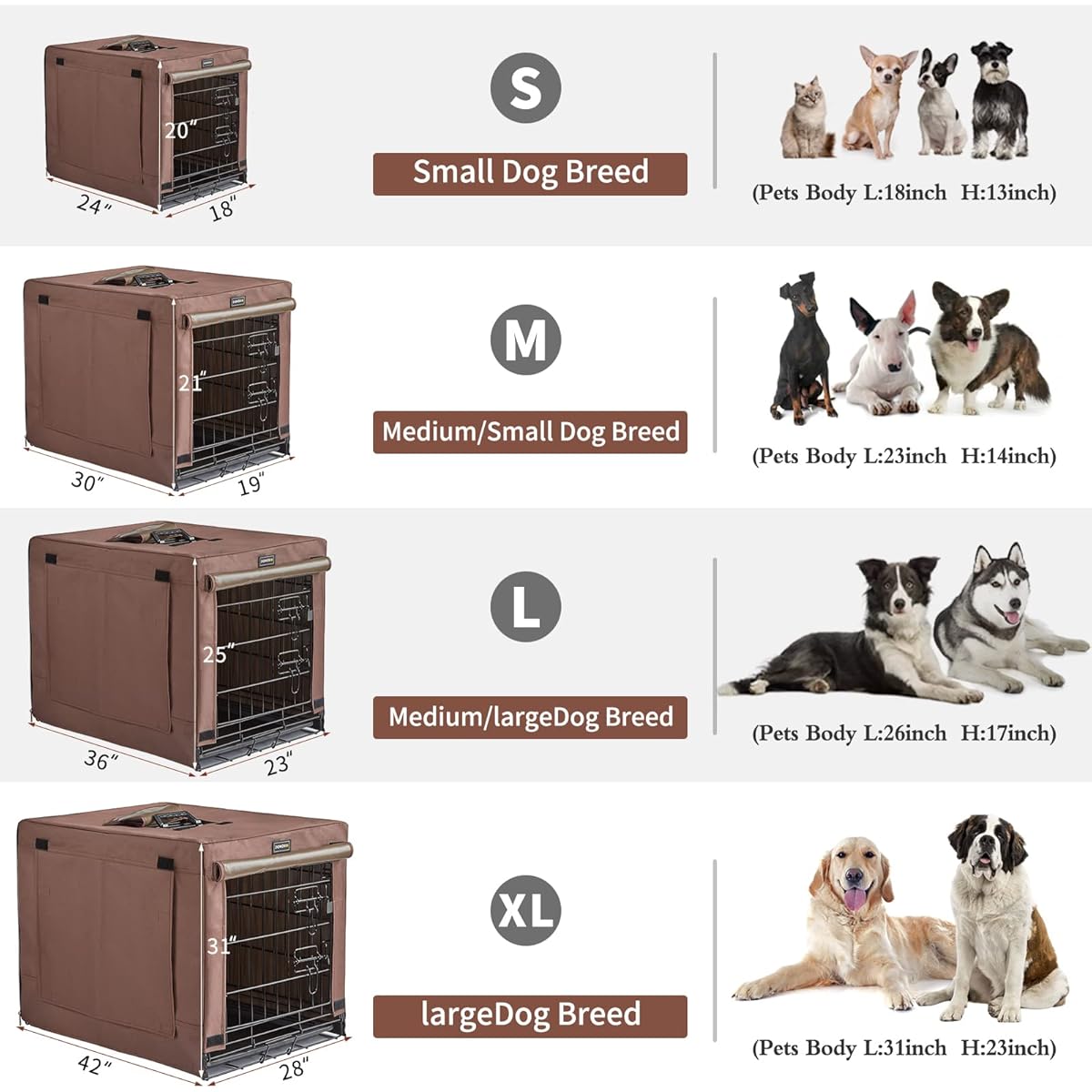 Donoro Collapsible Metal Dog Crate Double Door Kennel