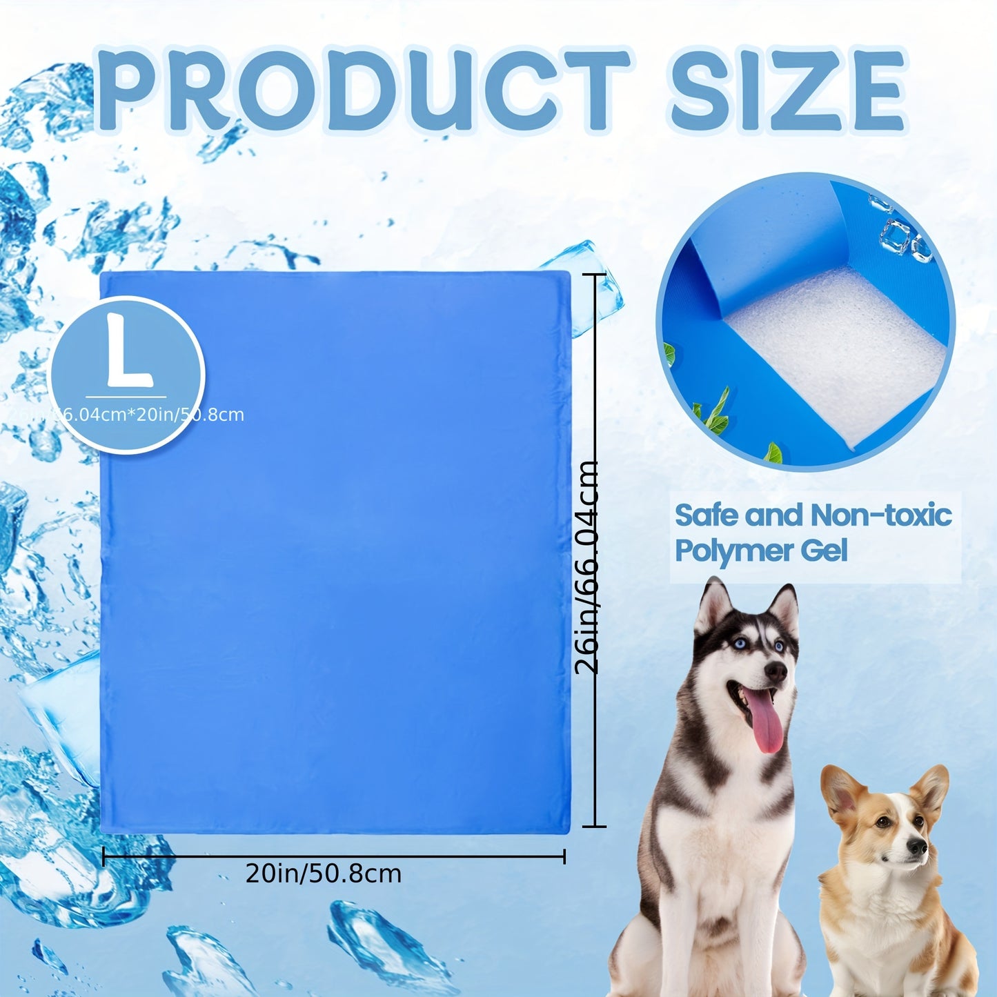 Cooling Dog Mat with Memory Foam for Pets and Travel
