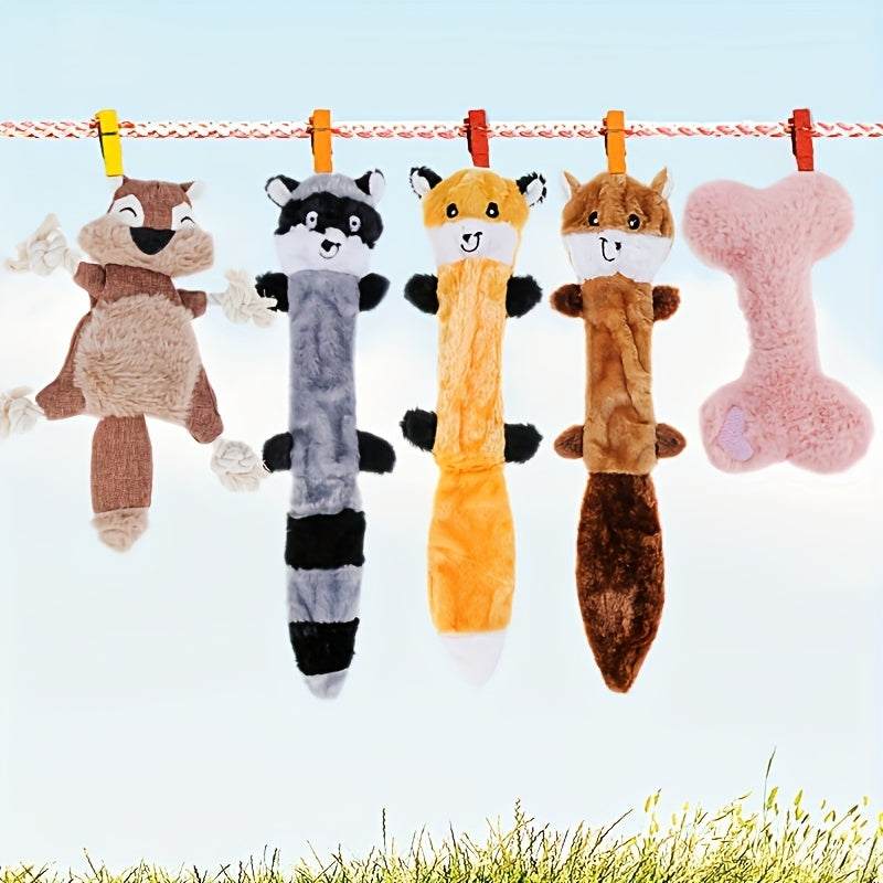 5pcs Durable Crinkle Squeaky Pet Toys - Plush Stuffless Toys for Small, Medium, Large Dogs, Teething-Friendly for Aggressive Chewers, Stimulating Puppy Toys for Boredom, Interactive Play, And Mental Stimulation