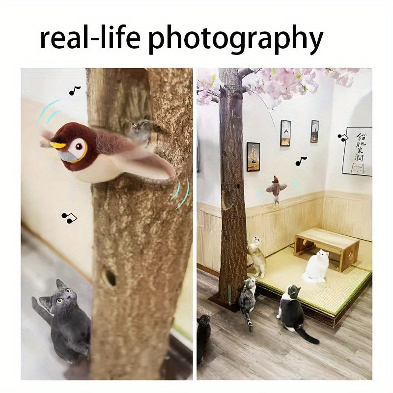 CUBIDUPI Rechargeable Interactive Cat Toy With Motion Chirping Plush Bird