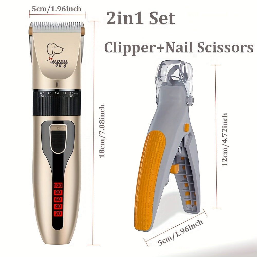 Premium Pet Hair Trimmer Kit with LED Nail Clipper