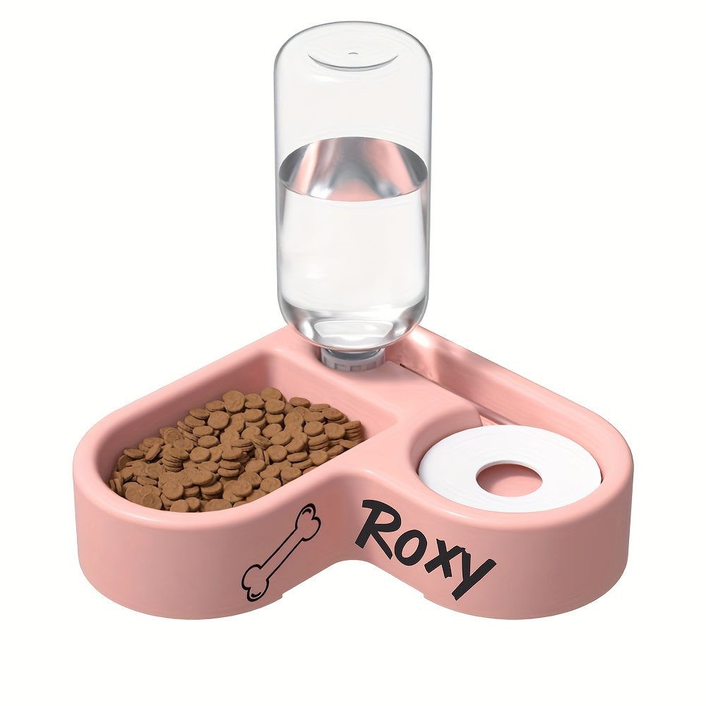 Customizable Pet Double Bowl With Automatic Water Dispenser