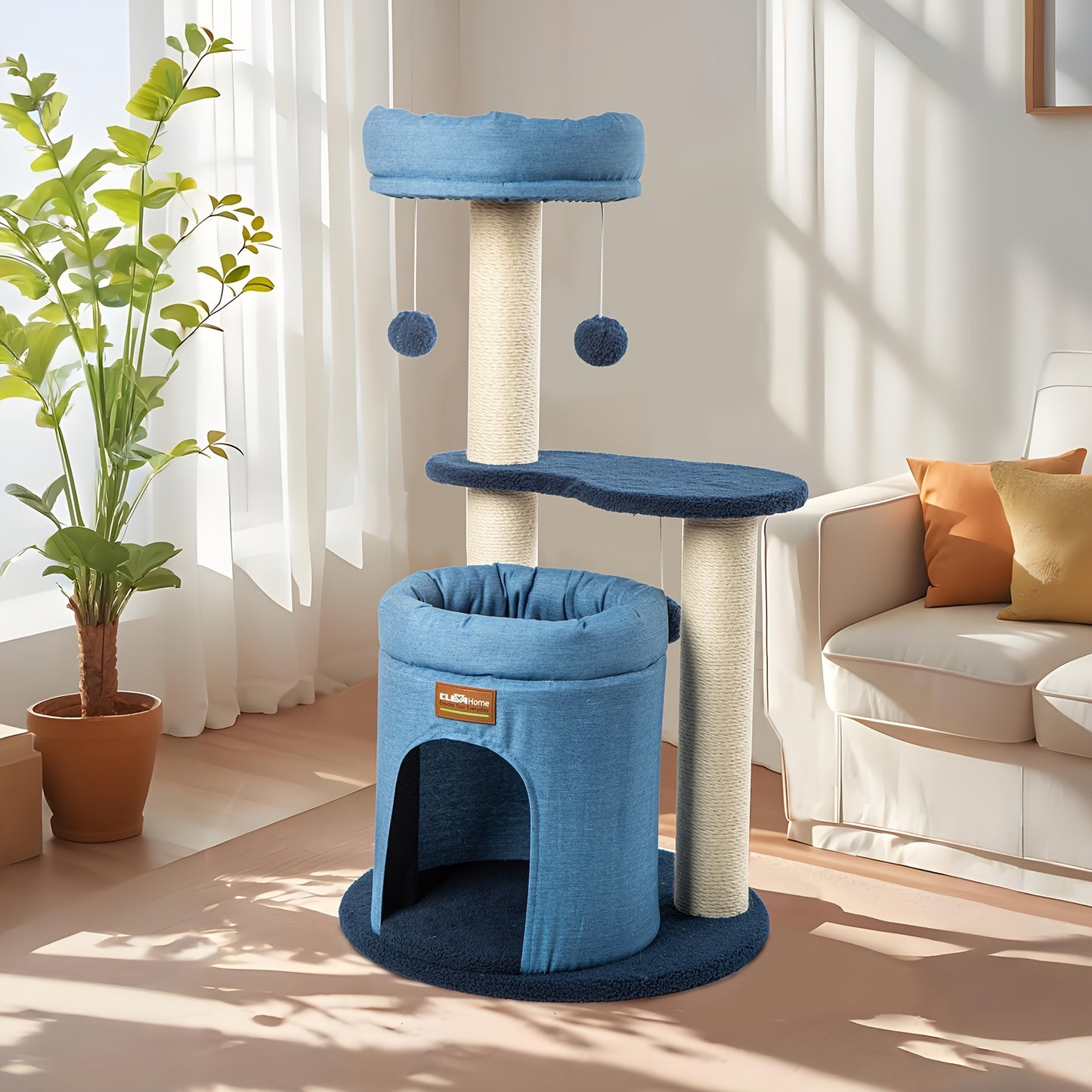 CLEVAHOME Cozy Cat Tree with Scratching Posts and Perches