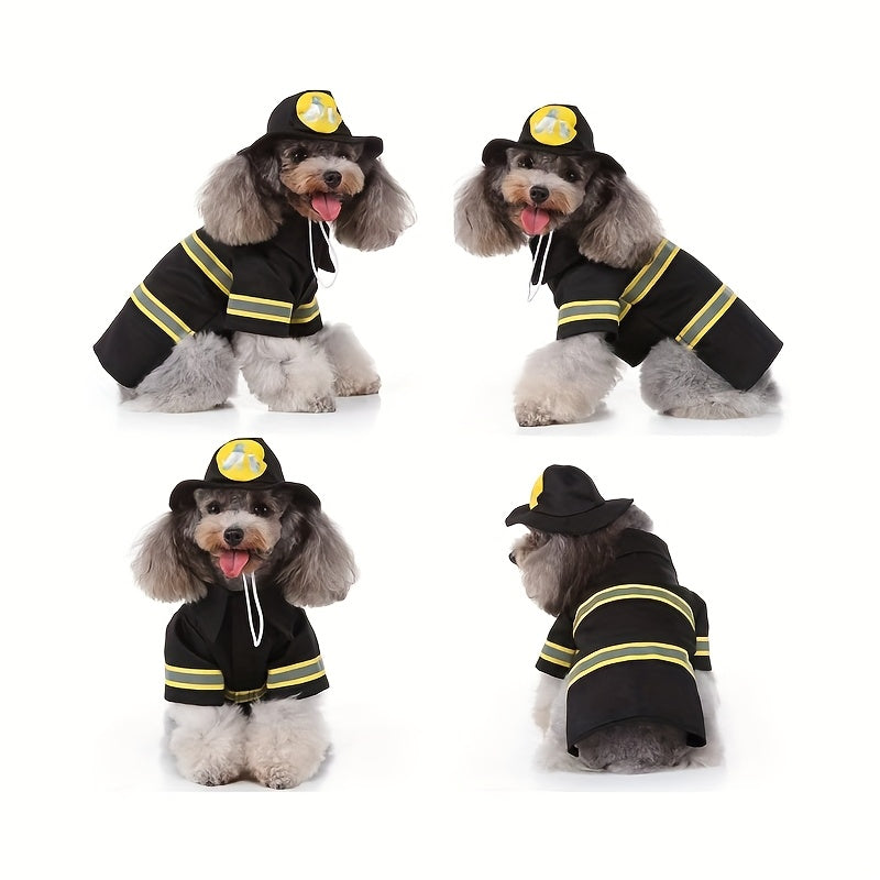 Funky Firefighter Dog Costume For Pets Halloween Fun