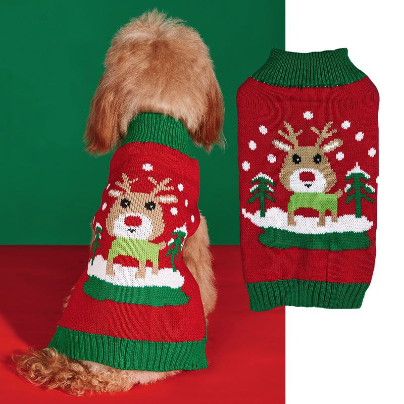 Christmas Santa Claus Knit Dog Sweater Acrylic Winter Pet Apparel