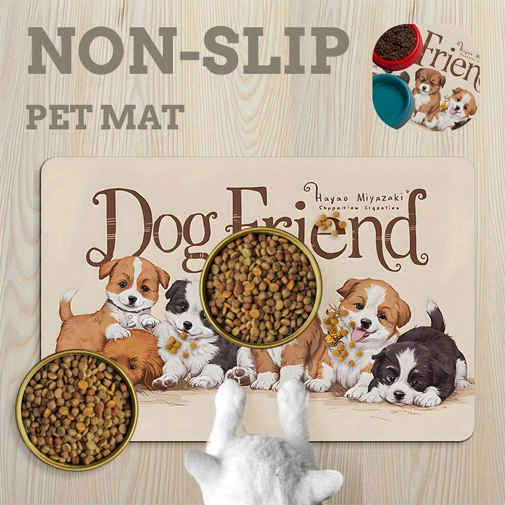 Water-Absorbing Anti-Slip Dog Bowl Mats for Mess-Free Feeding