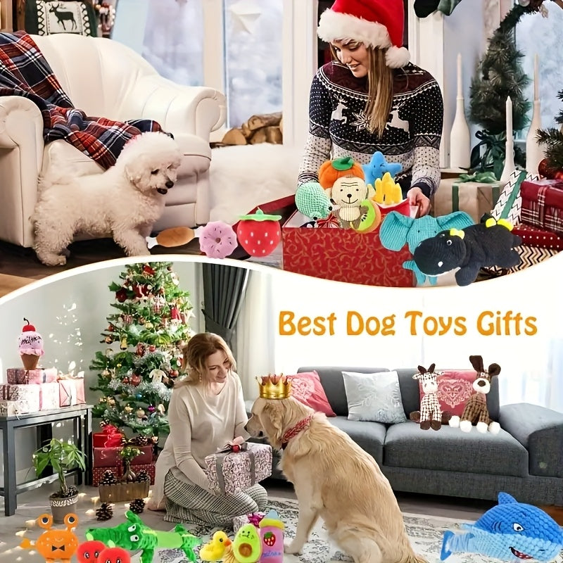 All Breed Soft Plush Dog Chew Toys Pack 14 Pieces Interactive Play