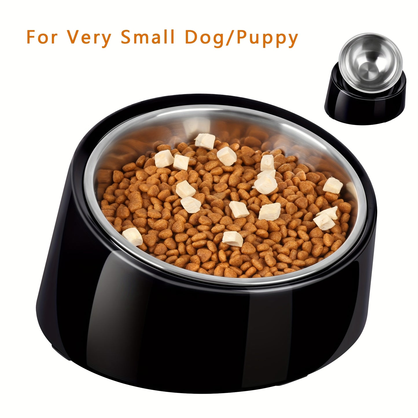 Slanted Dog Bowl Stainless Steel Non Slip Melamine Stand