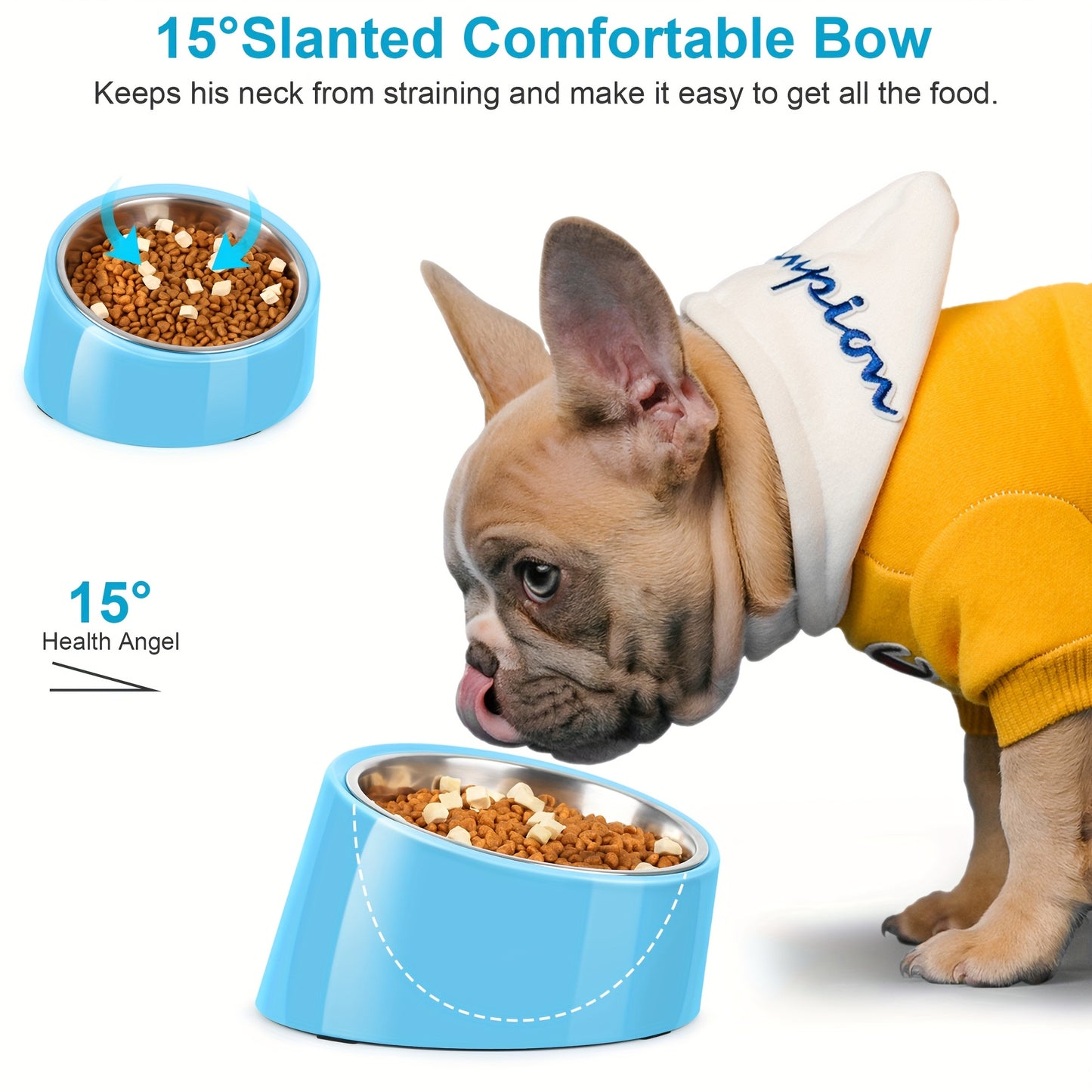 Slanted Dog Bowl Stainless Steel Non Slip Melamine Stand