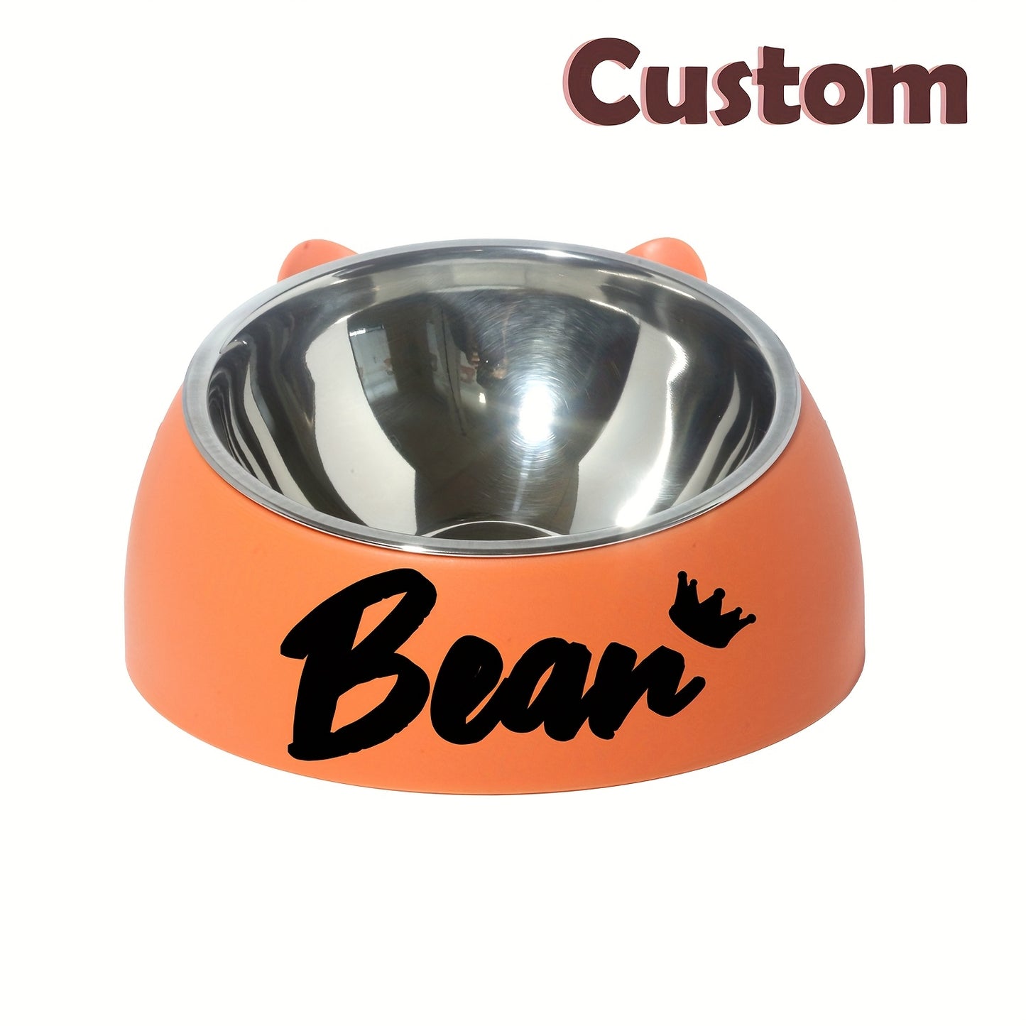 Customizable Stainless Steel Cat Bowl With Personalized Name