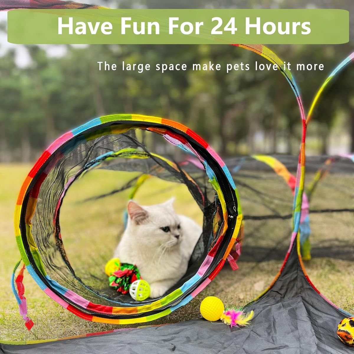 Lig Portable Outdoor Cat Playground With Mesh Tunnel And Playpen