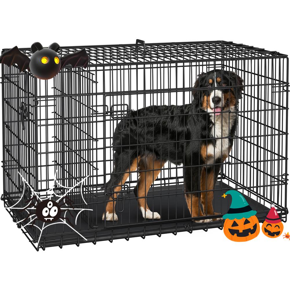 Costoffs Foldable Metal Cage For Dogs And Chickens With Divider And Removable Tray Portable Travel Cage