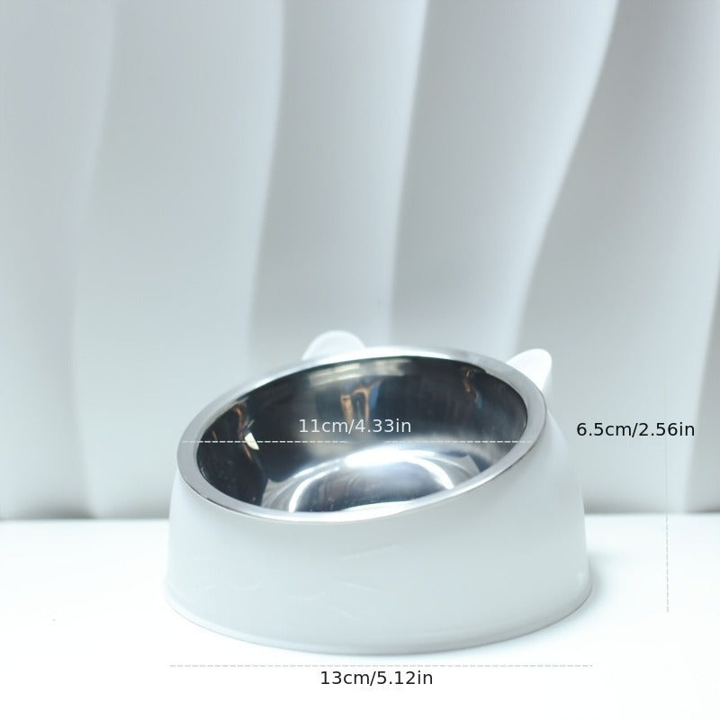 Slanted Anti Spill Cat Bowl Stainless Steel Plastic