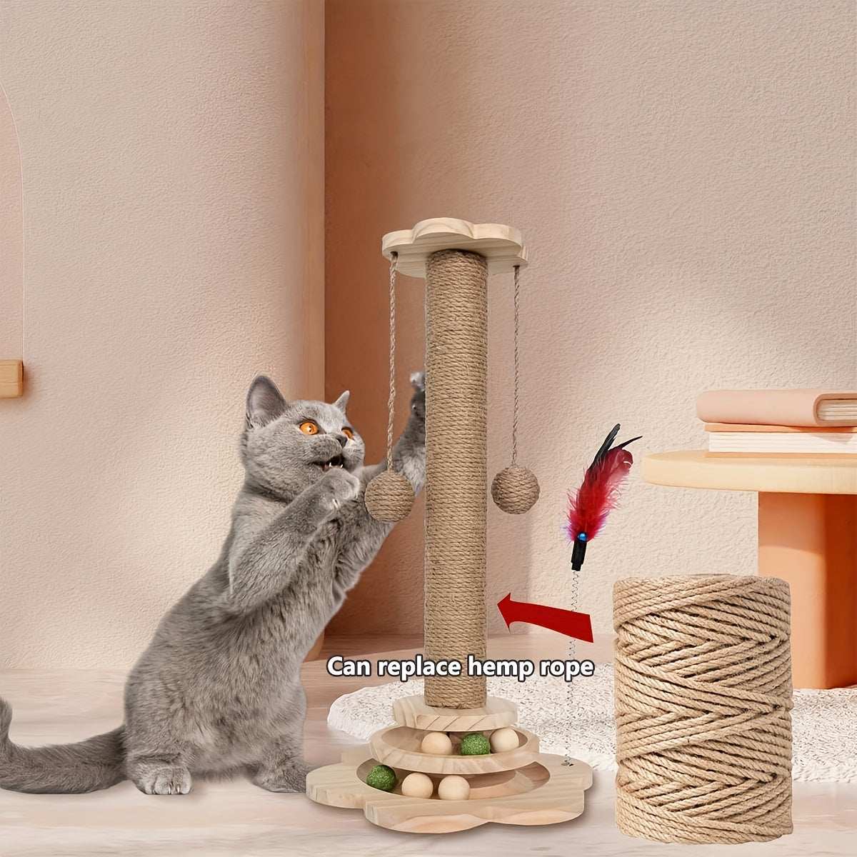 Cat Scratching Pole for Happy Cats | Durable Sisal Cat Scratch Post!!!