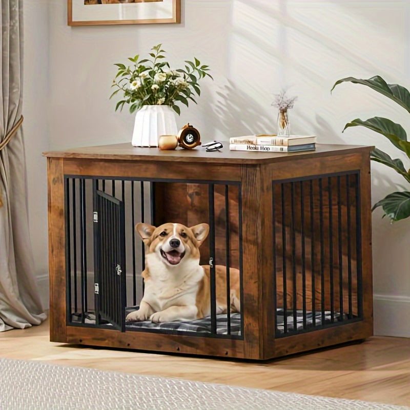 Modern Dog Crate Furniture and End Table Combination for Dogs