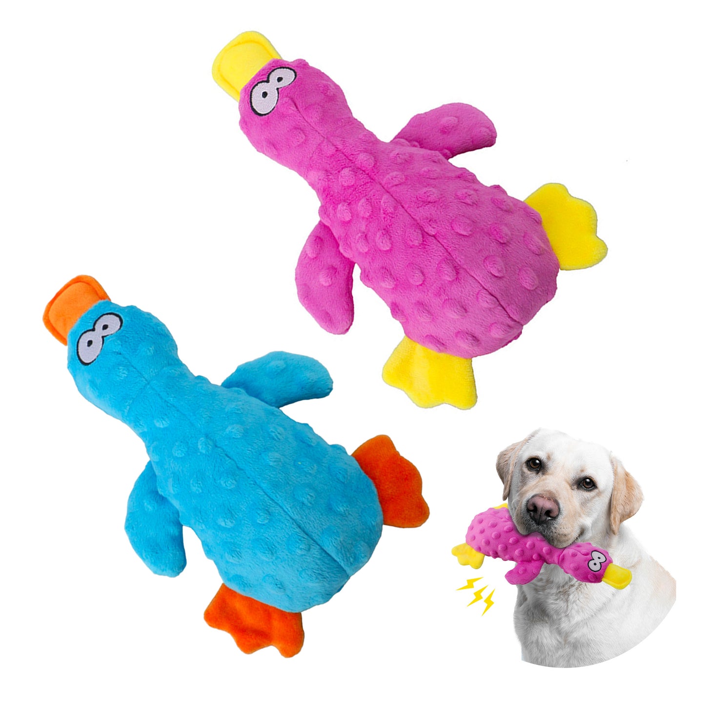 Durable Plush Dog Squeaky Toy Duck for Interactive Play