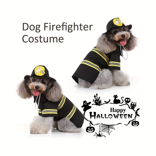 Funky Firefighter Dog Costume For Pets Halloween Fun