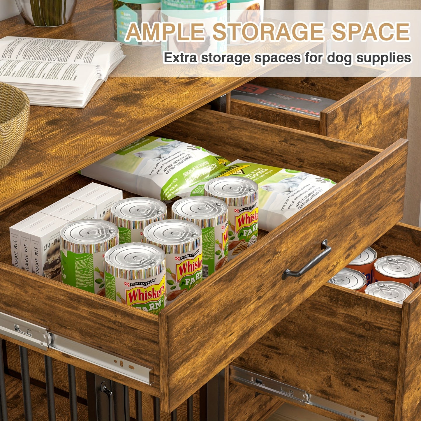 VECELO Dog Crate Furniture Indoor Kennel With Double Doors