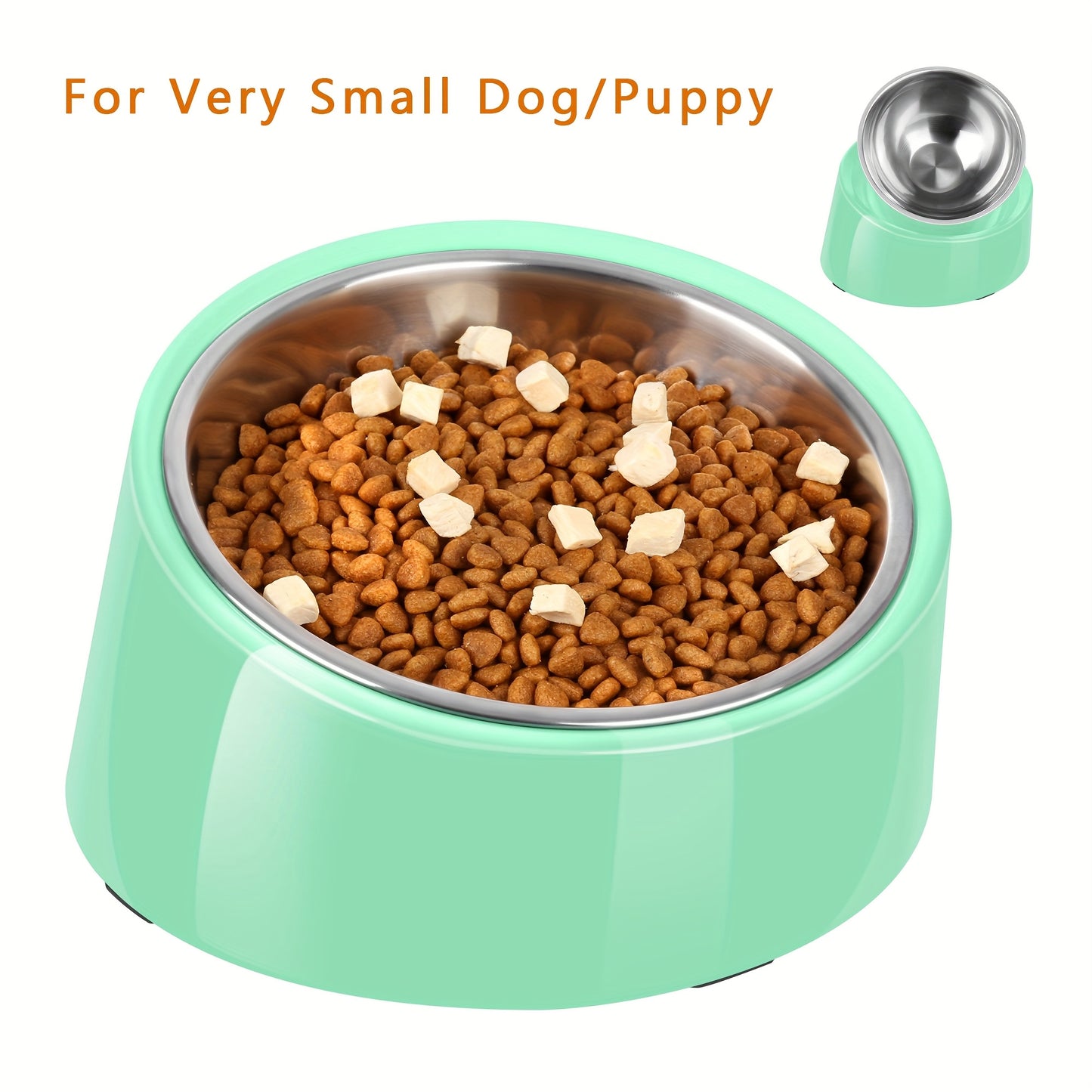 Slanted Dog Bowl Stainless Steel Non Slip Melamine Stand