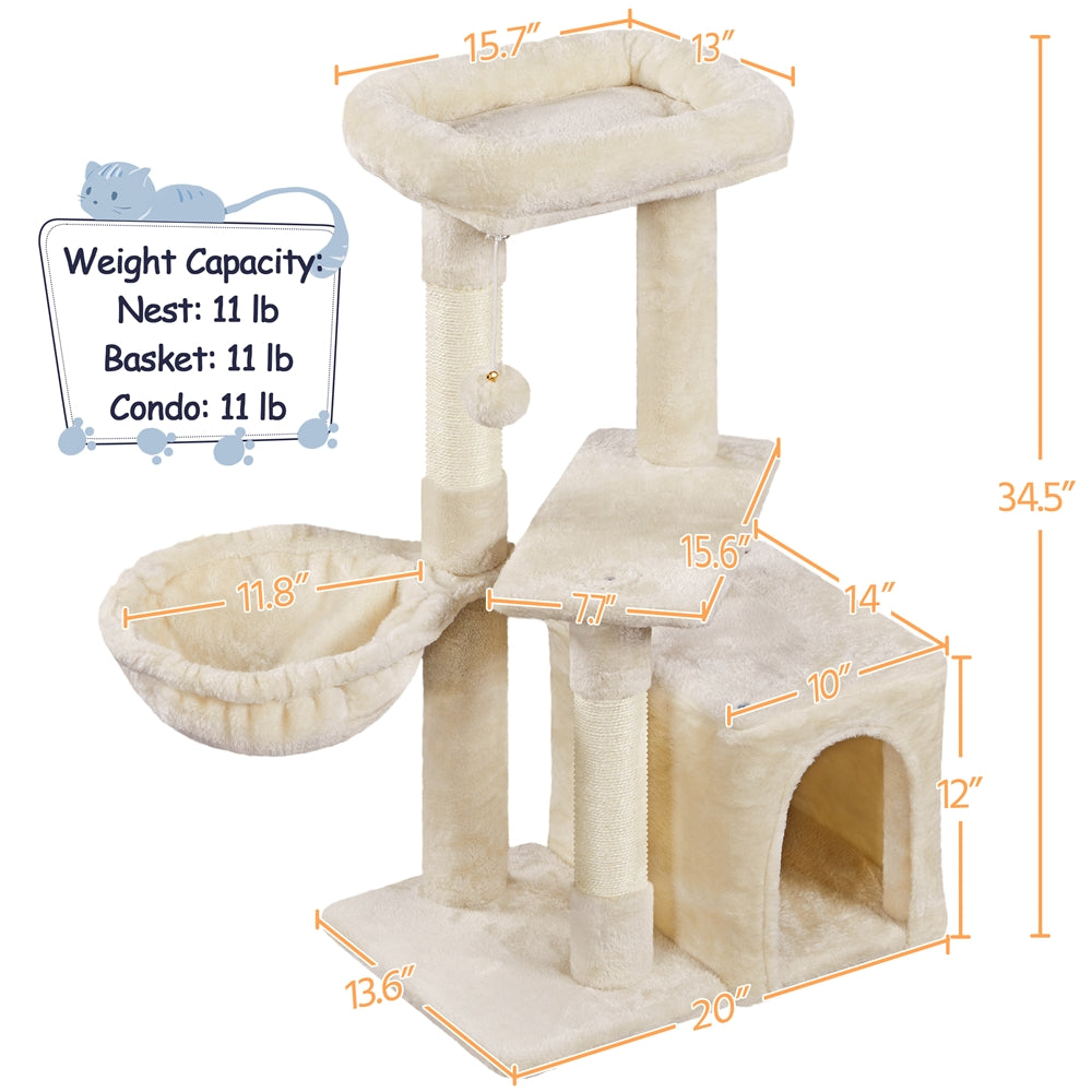 COSTOFFS Plush Cat Tree Activity Center for Playful Kittens