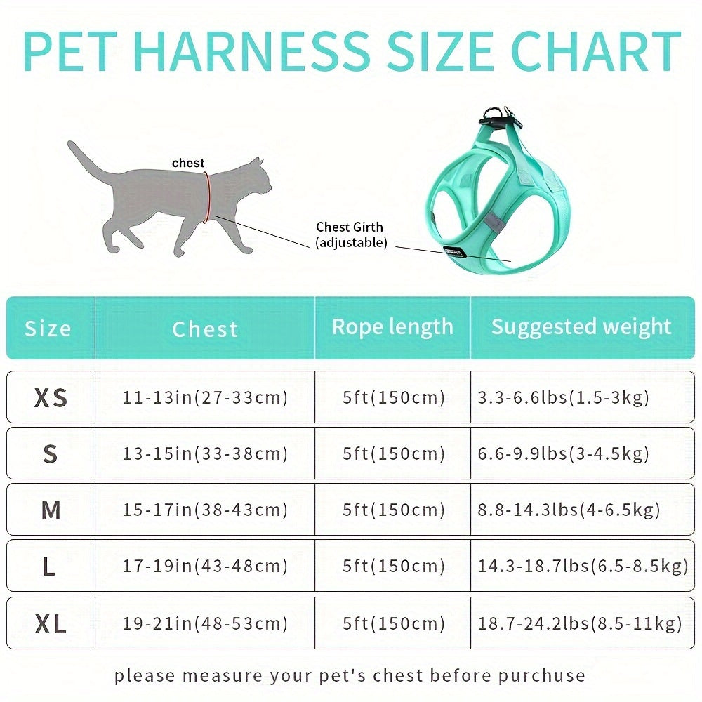 Adjustable Cat Harness with Reflective Strap for Safe Walking