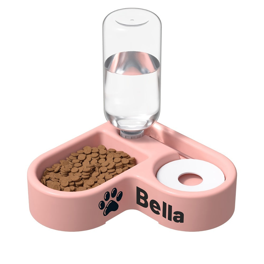 Customizable Pet Double Bowl With Automatic Water Dispenser
