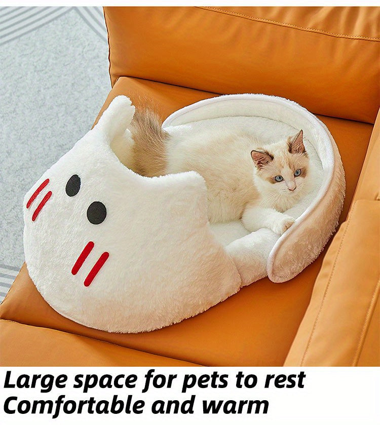 Cozy Plush Cat Bed With Memory Foam Pillow And Anti Slip