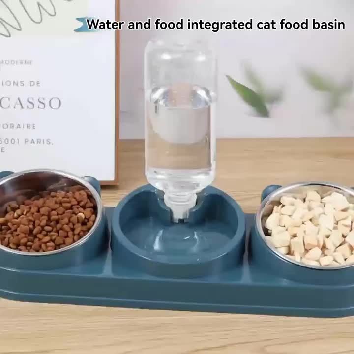 Two In One Stainless Steel Pet Bowl Set With Non Slip Base