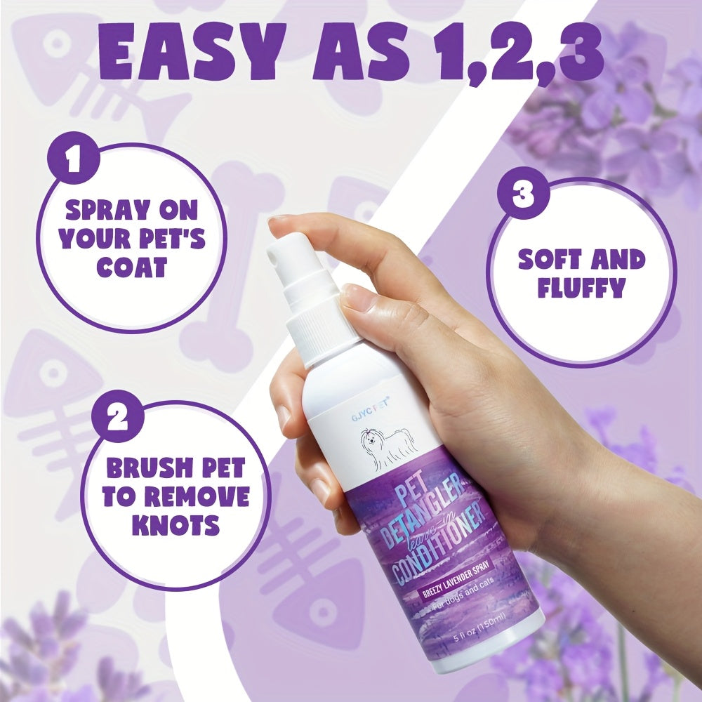 Dog Detangler Spray Leave-In Conditioner for Smooth and Tangle-Free Fur