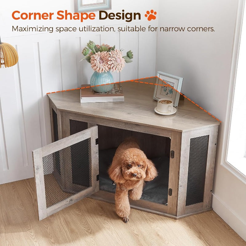 Corner Dog Crate Furniture Multi Functional Wood Kennel