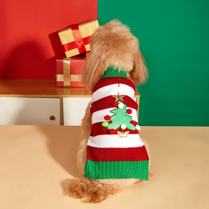 Christmas Santa Claus Knit Dog Sweater Acrylic Winter Pet Apparel