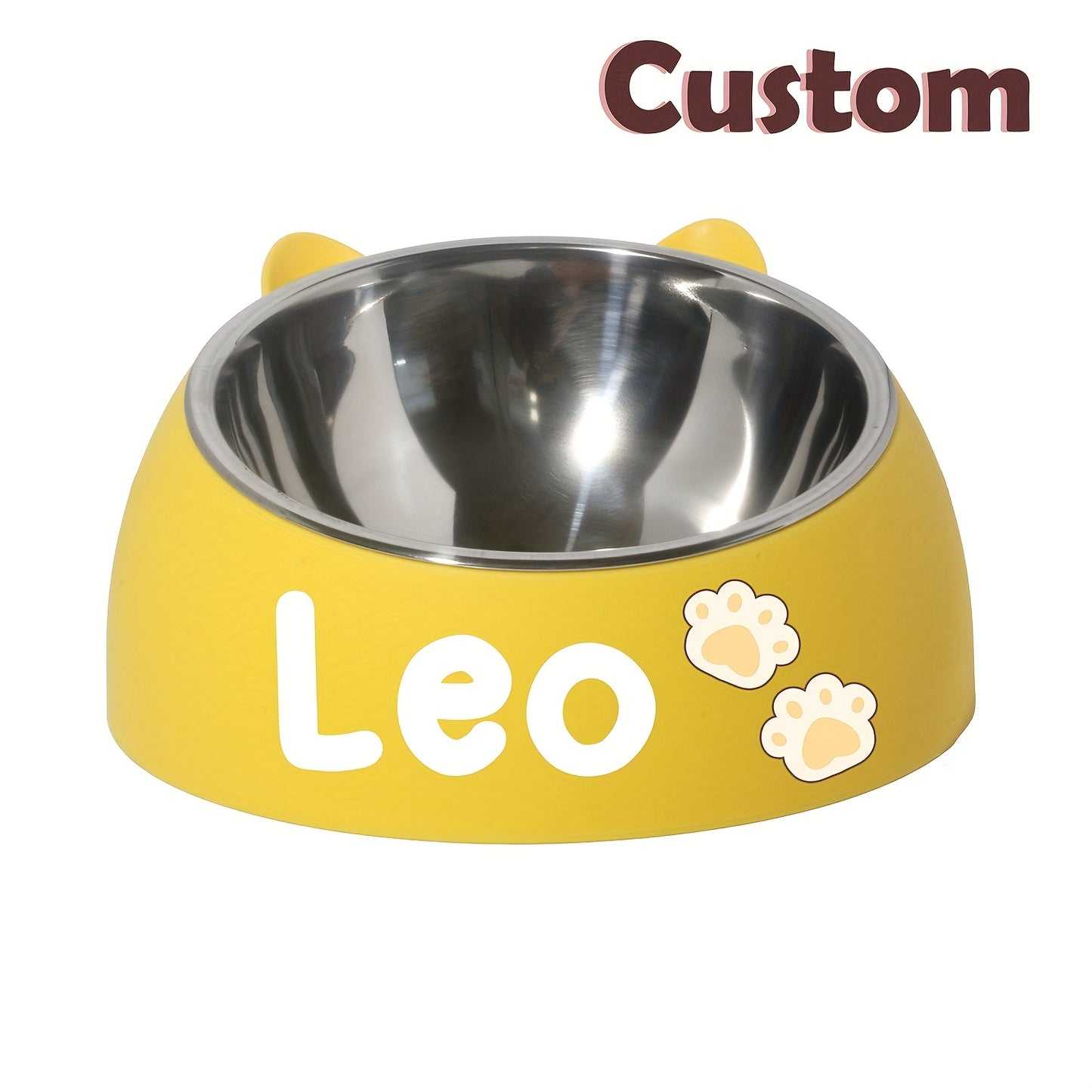 Customizable Stainless Steel Cat Bowl With Personalized Name