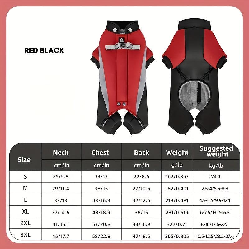 Heavy Duty Winter Dog Coat Reflective Stripes Snowproof