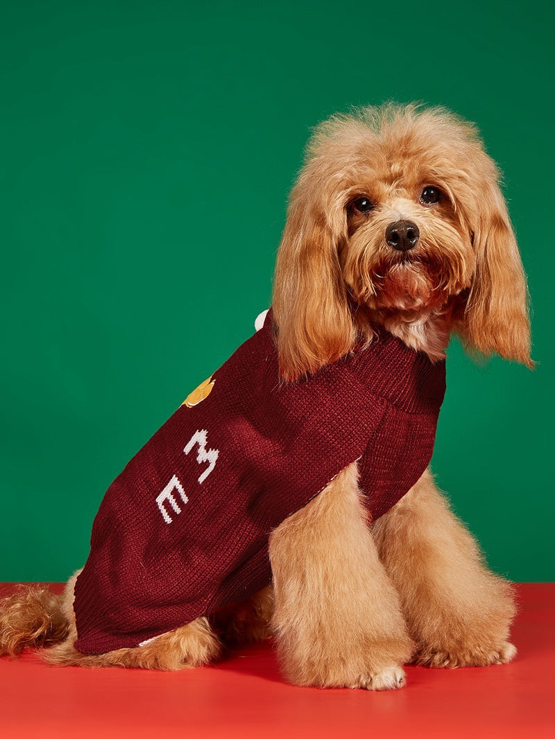 Christmas Santa Claus Knit Dog Sweater Acrylic Winter Pet Apparel