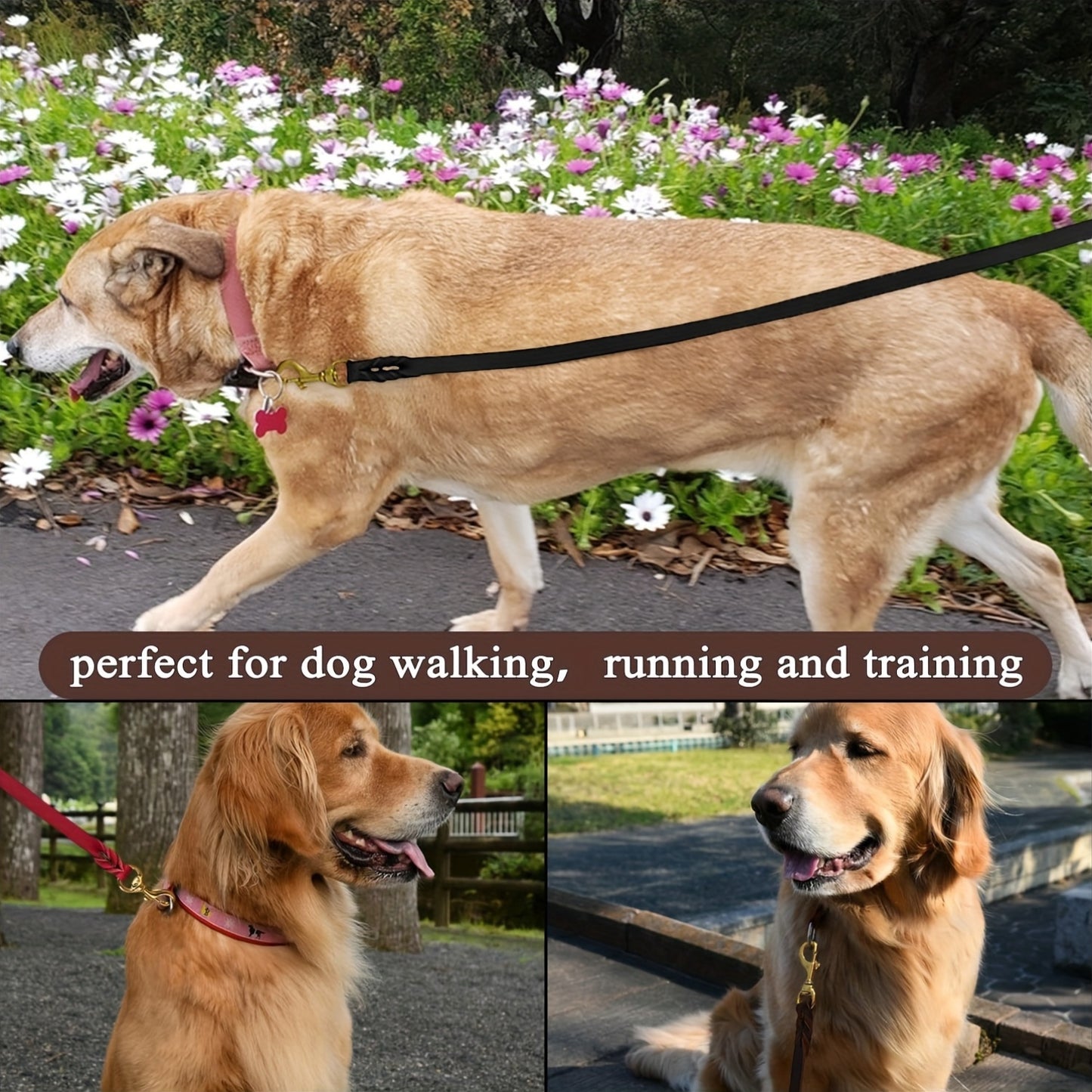 Handcrafted Braided Leather Dog Leash with Comfortable Non-Slip Handle