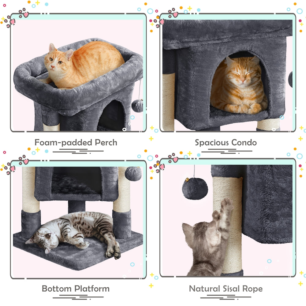 Costoffs 2-Level Cat Tree with Wide Perch and Scratch Posts