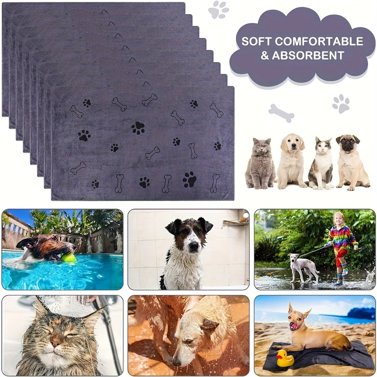 Soft Microfiber Dog Towels for Quick Drying and Grooming