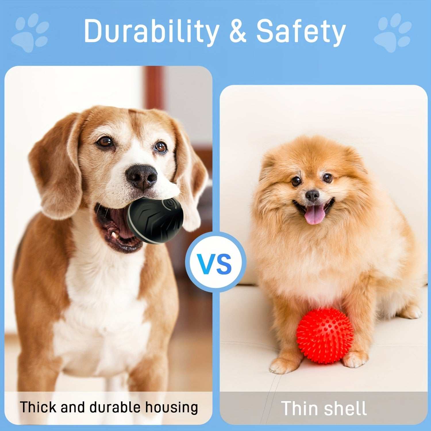 Smart Dog Teasing Ball, Interactive, Random Rolling & Jumping, Colorful Lights, Super Long 4-Hour Life, Includes Charging Cable & Manual, Multi-Surface Rolling & Jumping, Suitable for Tile Floors, Lawns, and Carpets