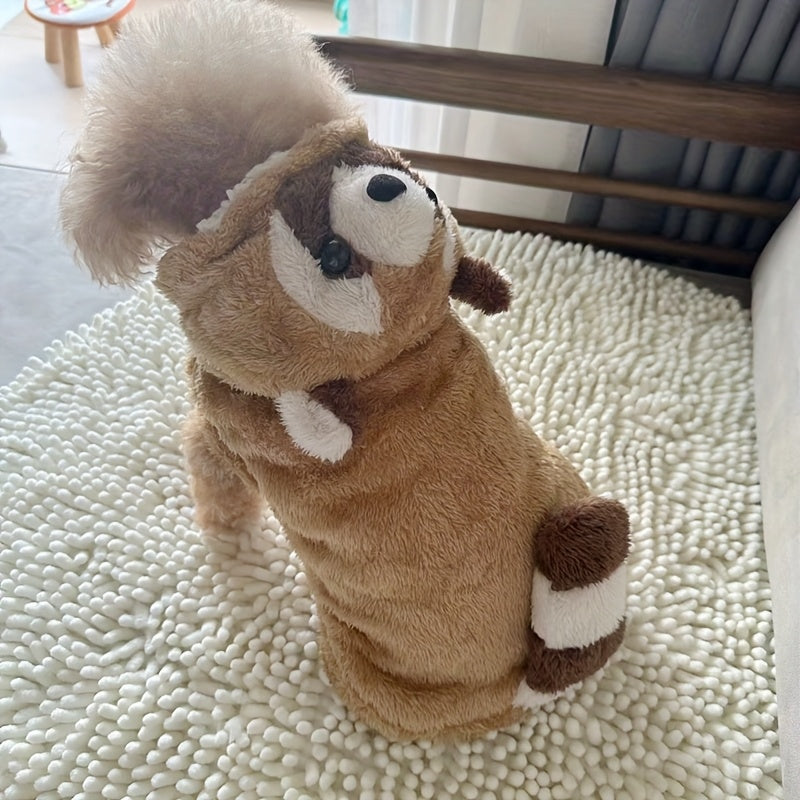 Plush Hooded Pet Costume Snap Button For Cats And Dogs