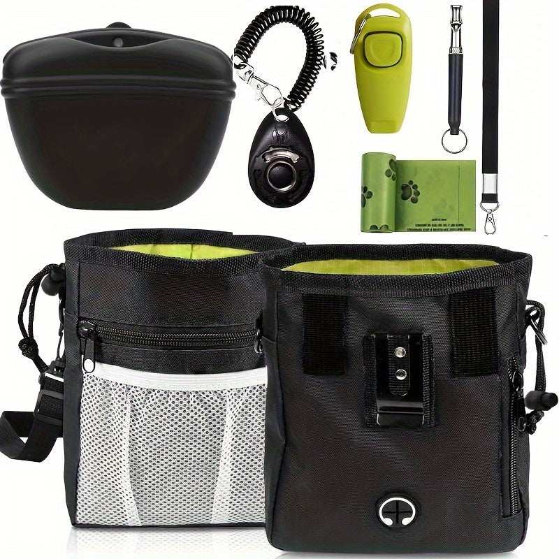 1set Dog Training Kit, Pet Training Waist Bag, 2 Puppy Training Clickers, Soundwave technology Silent Whistle, 2-in-1 Whistle Clicker, Dog Waste Bags