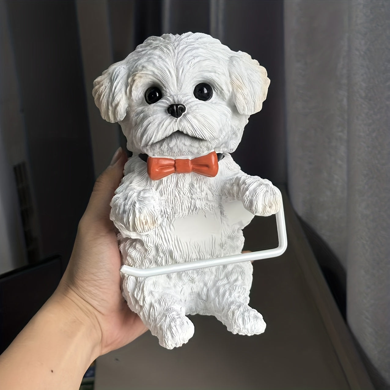 Rustic Cartoon Dog Tissue Holder Resin Home Decor Accent