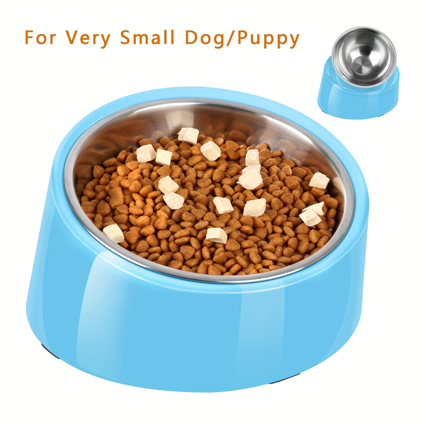 Slanted Dog Bowl Stainless Steel Non Slip Melamine Stand
