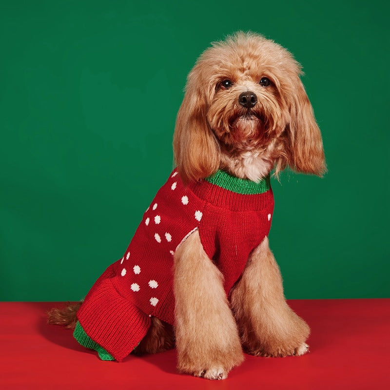 Christmas Santa Claus Knit Dog Sweater Acrylic Winter Pet Apparel