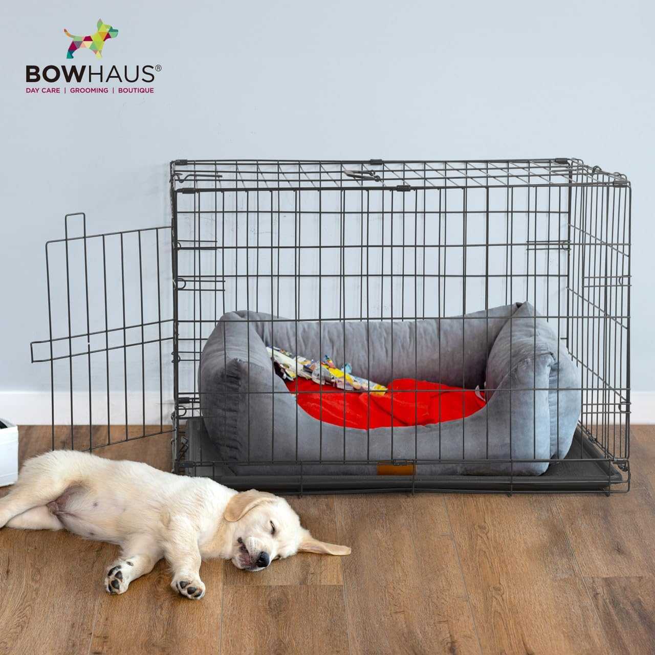 CAPHAUS Foldable Dog Crate With Divider And Leakproof Pan