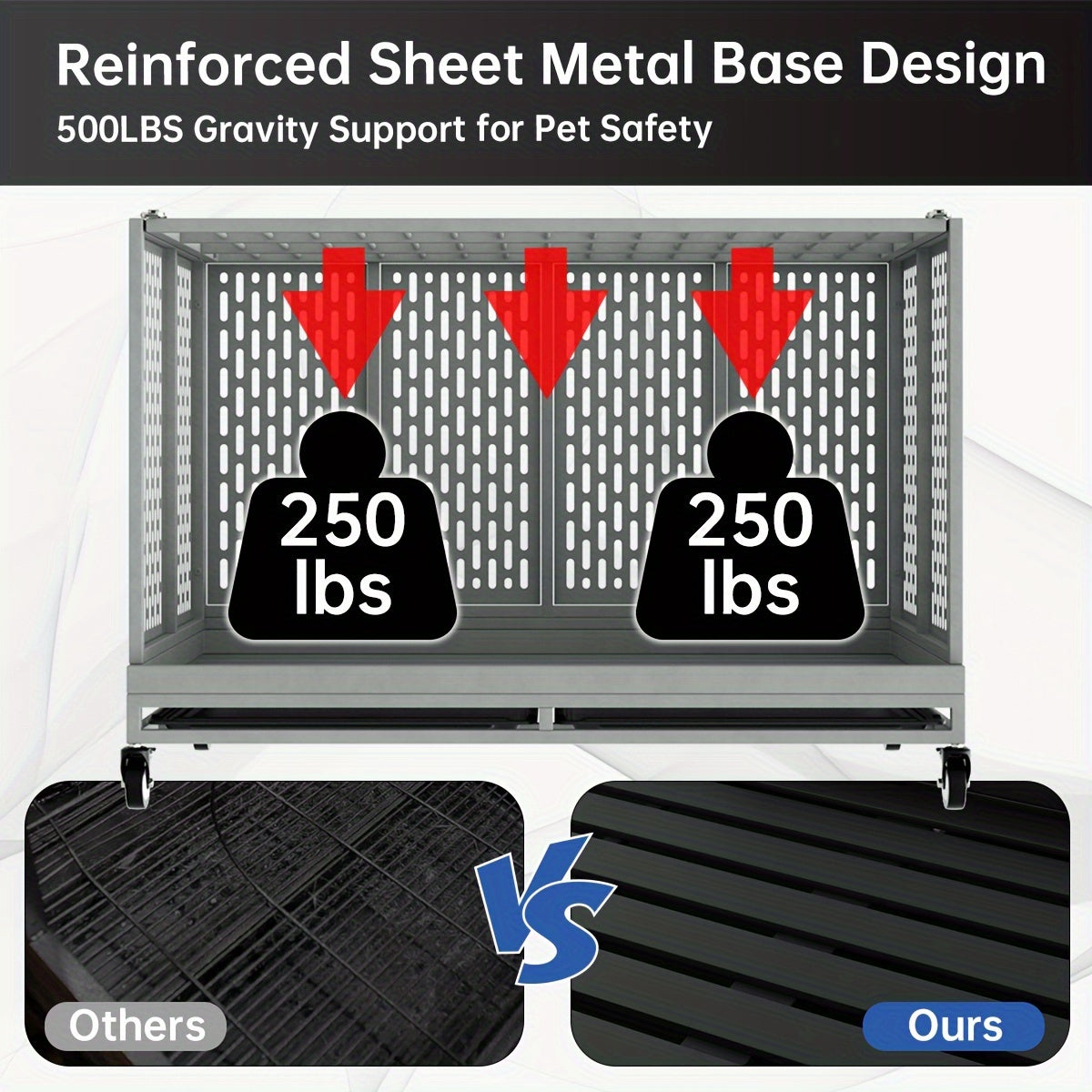 SNUOWUDog Heavy Duty Dog Crate With Wheels