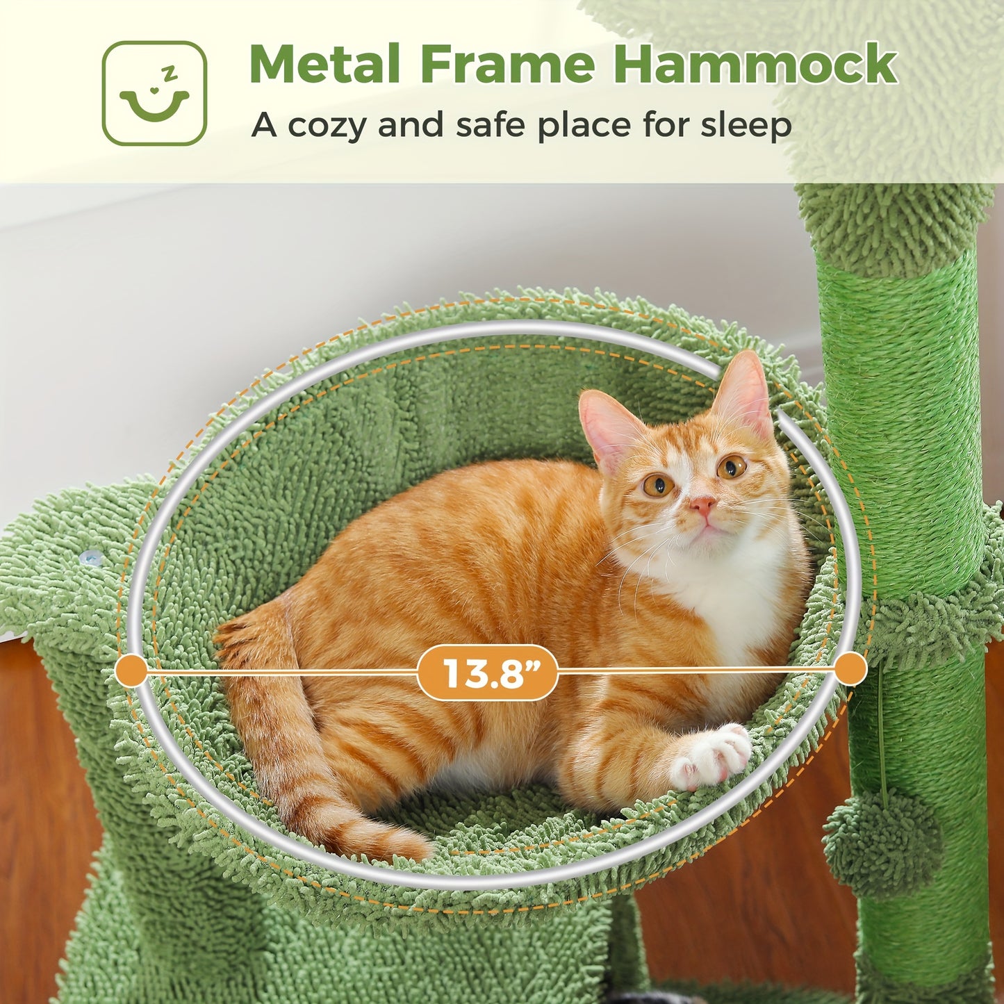 Cactus Cat Tree With Hammock And Scratching Post For Cats